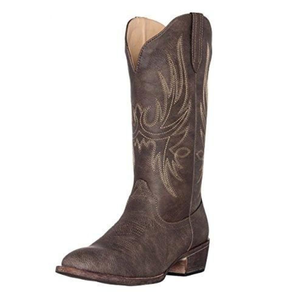 Silver Canyon Womens Western Cowgirl Cowboy Boot Cimmaron Round Toe, 8W - Brown